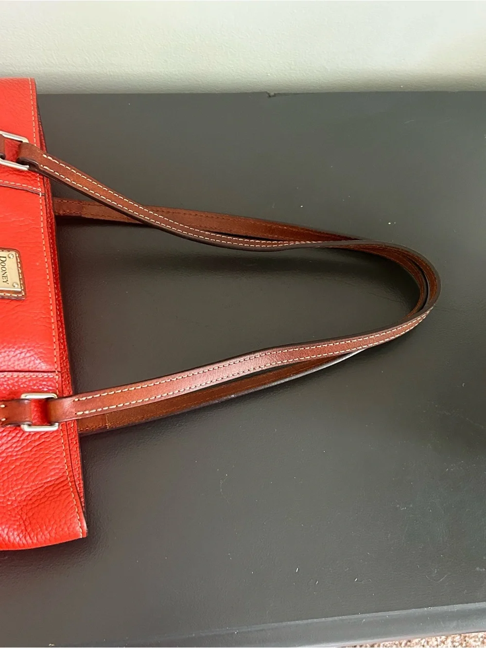 Dooney & Bourke Orange Pebbled LeatherTote Shoulder Work bag